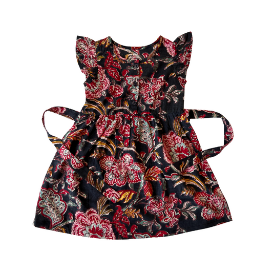 Black Red Flowers Frock (Cotton)
