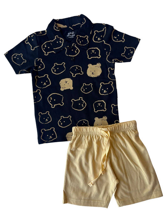 Black Cream Bear Collar Set