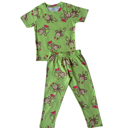 Green Watermelon Monkeys Pyjama Set (Unisex)