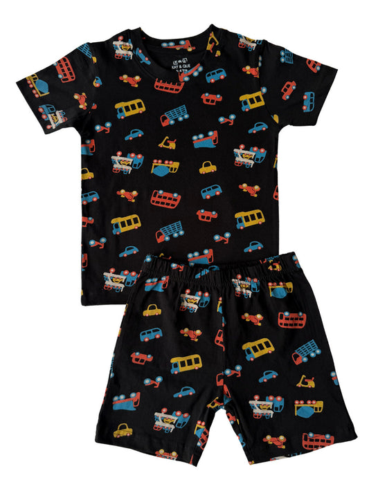 Black Cars Shorts Set (Unisex)