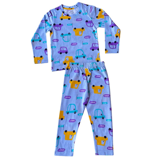 Blue Cars Full Sleeve Pyjama Set (Unisex)